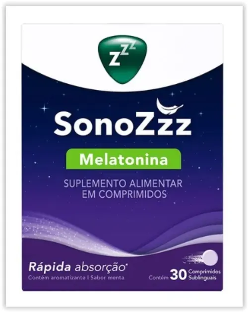 Suplemento Alimentar Sonozzz Melatonina Sabor Menta 30 Comprimidos Sublinguais