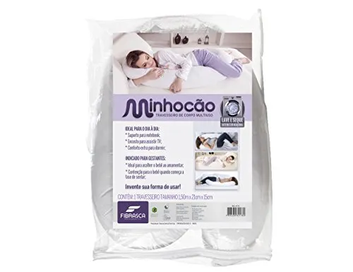 Travesseiro De Corpo Minhoco - 21x150 Cm - Fibrasca, Branco