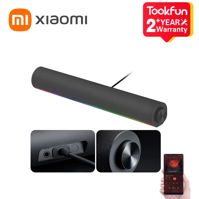 [taxa Inclusa] Soundbar Xiaomi Redmi Rgb, Estreo De 2 Canais, Bluetooth, Microfone Embutido