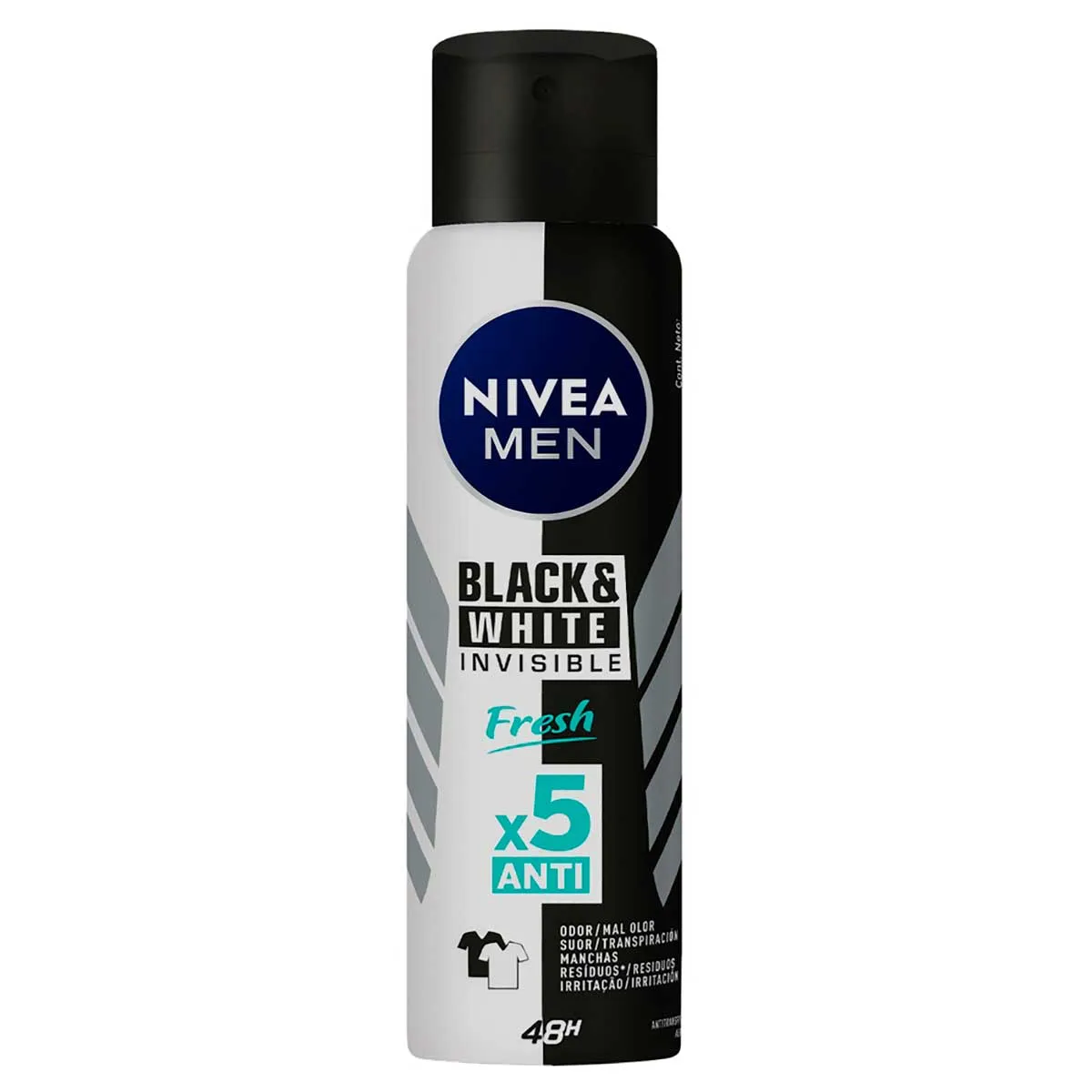 (regional) (60% Off Na 2 Unidade) Desodorante Antitranspirante Aerossol Nivea Men Invisible Black & White Fresh 150ml