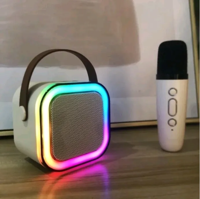 Karaok Caixa De Som Com Microfone Bluetooth E Led