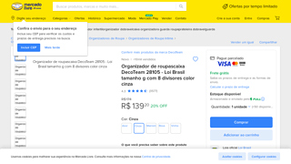 Organizador De Roupascaixa Decoteam 28105 - Loi Brasil Tamanho G Com 8 Divisores Color Cinza