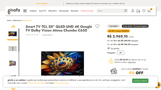 Smart Tv Tcl 55'' Qled Uhd 4k Google Tv Dolby Vision Atmos Chumbo C655