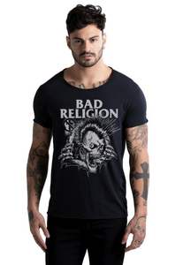 Camiseta Masculina Joss Corte A Fio Bad Religion Preta | R$25