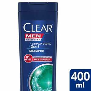 6 Unidades Shampoo Anticaspa Clear Men Limpeza Diria 2 Em 1 - 400ml - R$68