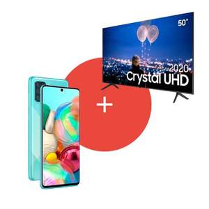 Galaxy A71 Azul + Tv Crystal Uhd 4k Tu8000 50" | R$3688