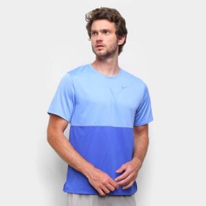 Camiseta Nike Dri-fit Breathe Run Masculina - Azul Royal E Prata
