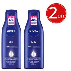 Kit Loção Nivea Body Milk Hidratante 200ml Pele Seca Extrasseca - 2 Unid | R$14