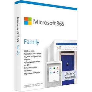 Microsoft 365 Family: 1 Licença P/ Até 6 Usuários - Assinatura Anual Cx 1 Un | R$149