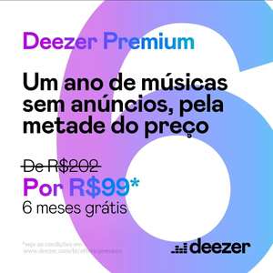 12 Meses De Deezer Premium Por R$99