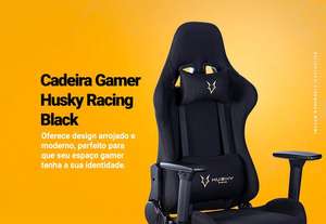 Cadeira Gamer Husky Racing Black Braços 3d - (tecido) - Hrc-bla