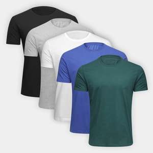 Kit Camiseta Ultimato Básica 5 Peças Masculina - Colorido | R$67
