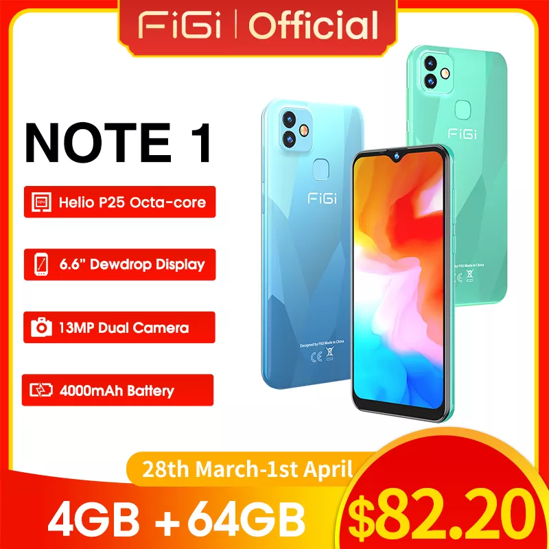Smartphone Figi Note 1 Desbloqueio 4gb 64gb 6.6 Polegada Display Helio P25 Octa Core 4000ma