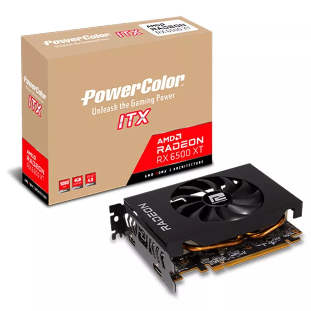 Placa De Vídeo Power Color Amd Radeon Rx 6500 Xt Itx
