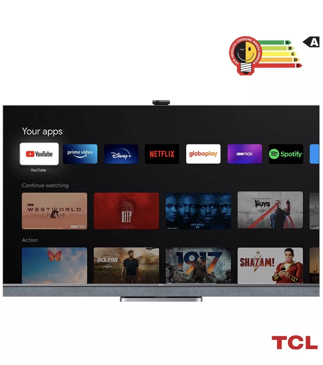 Smart Tv 4k Tcl Qled 55” Com Google Tv, Dolby Vision, Bluetooth E Wi-fi - 55c825