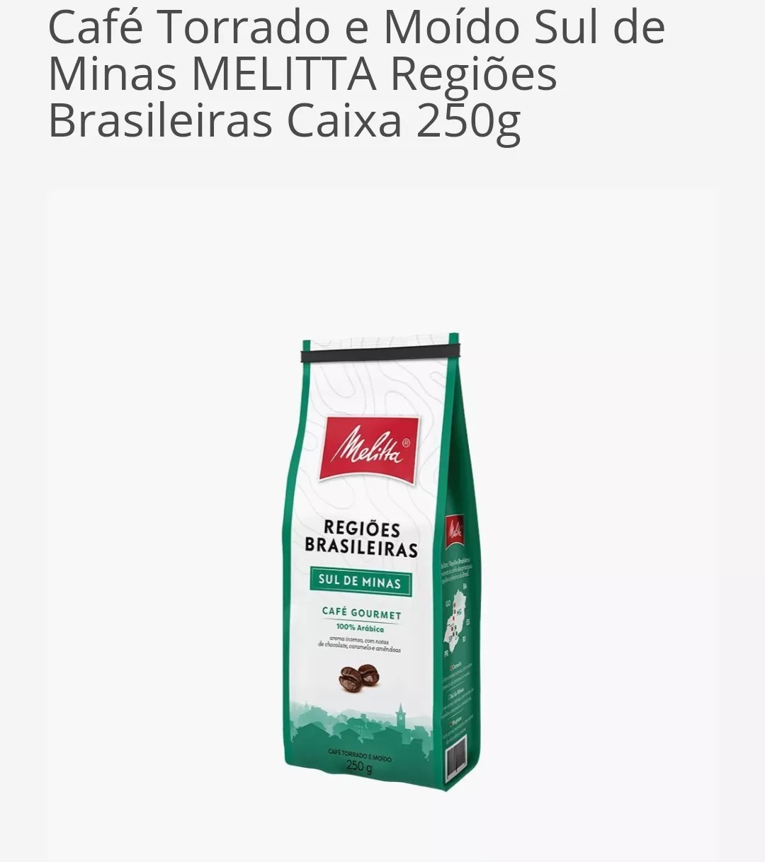 Café Torrado E Moído Sul De Minas Melitta Regiões Brasileiras Caixa 250g