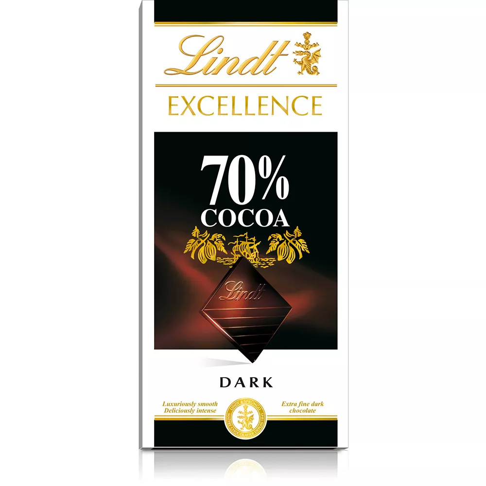 Tablete Excellence 70% Cocoa Dark Extra Fine Chocolate 100g - Lindt