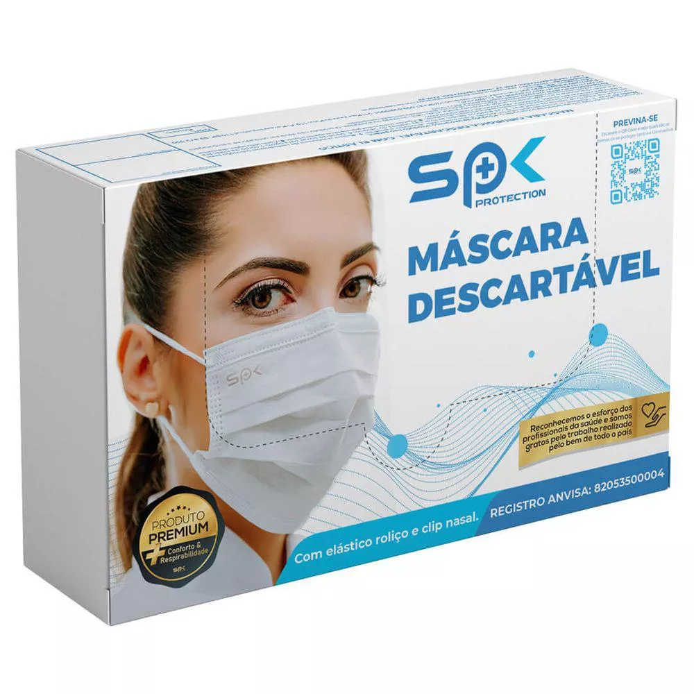 Máscara Cirúrgica Descartável Branca - Caixa 50 Unidades