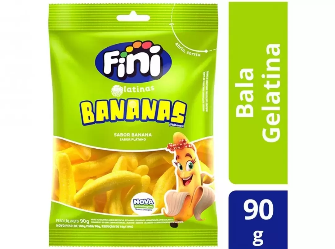 Bala De Gelatina Fini Bananas 90g Pacote