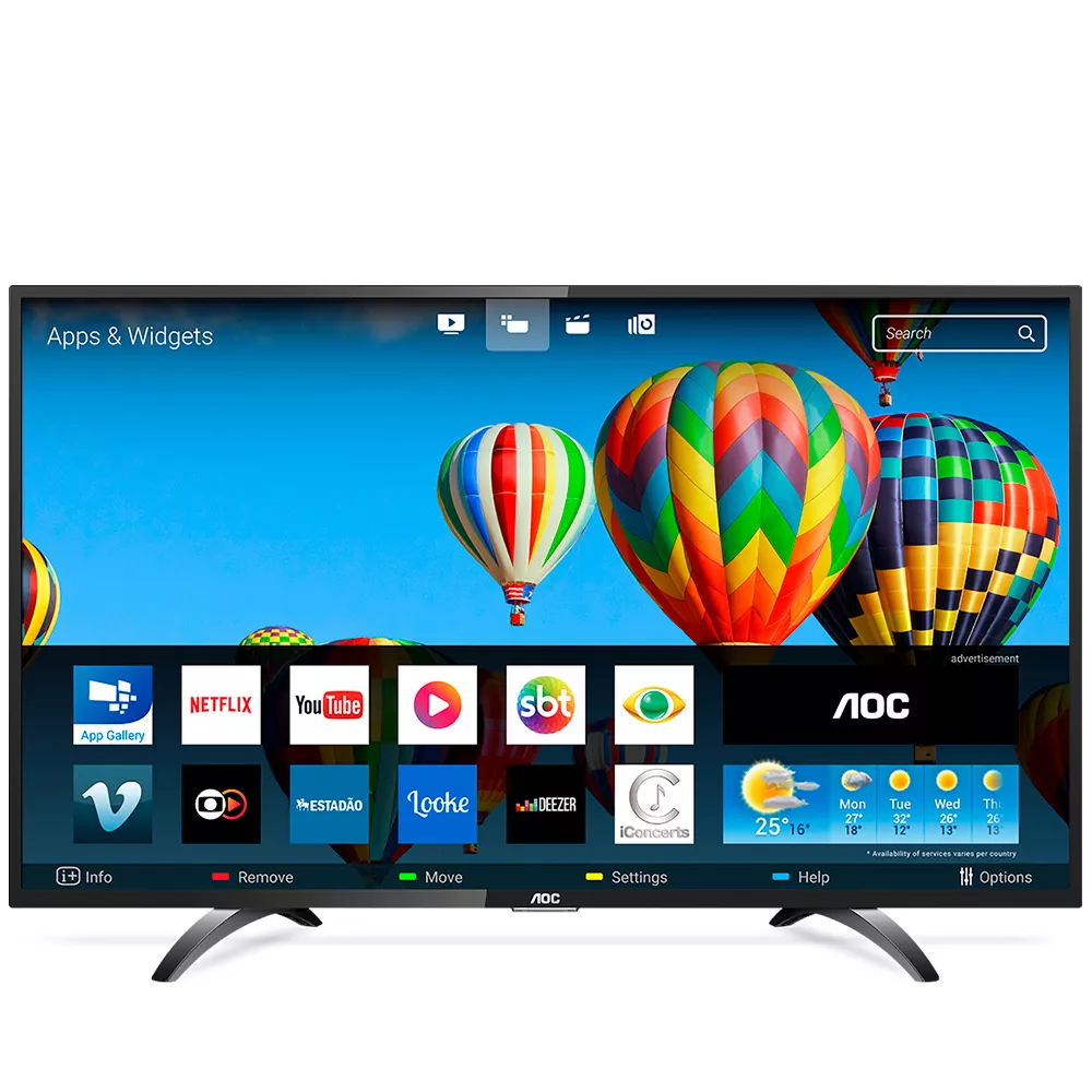 Smart Tv Led 43 Full Hd Aoc Roku 43s5195/78 Com Wi-fi, Controle Remoto Com Atalhos, Roku Mobile, Mir