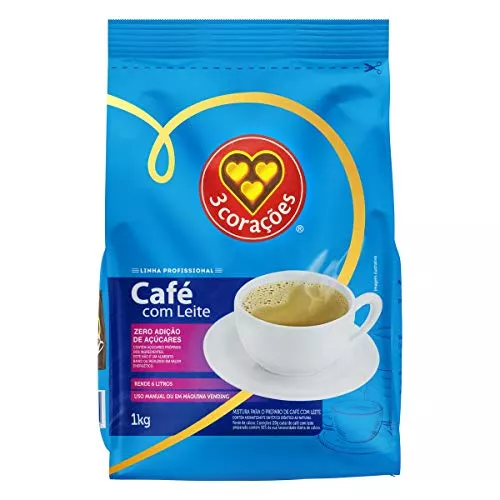 Café Com Leite, Zero Açucar, Pacote, 1kg, 3 Corações : Amazon.com.br: Alimentos E Bebidas