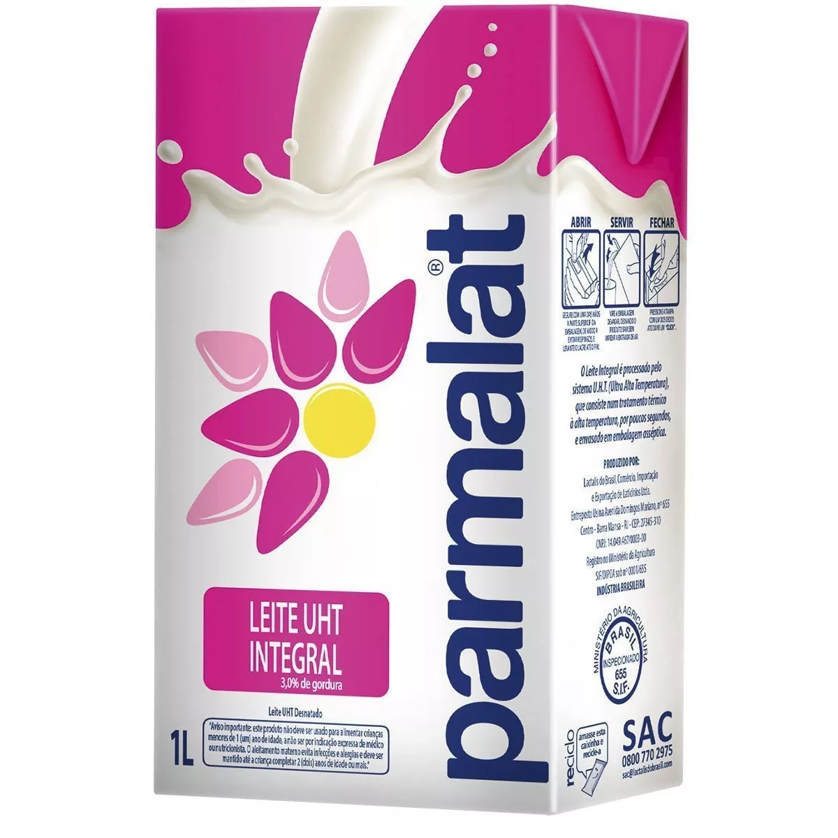 Leite Longa Vida Integral Parmalat 1 Litro