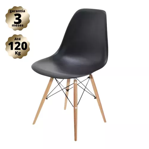 Cadeira Quarto Escritrio Sala Charles Design Eames Eiffel Wood - Preta