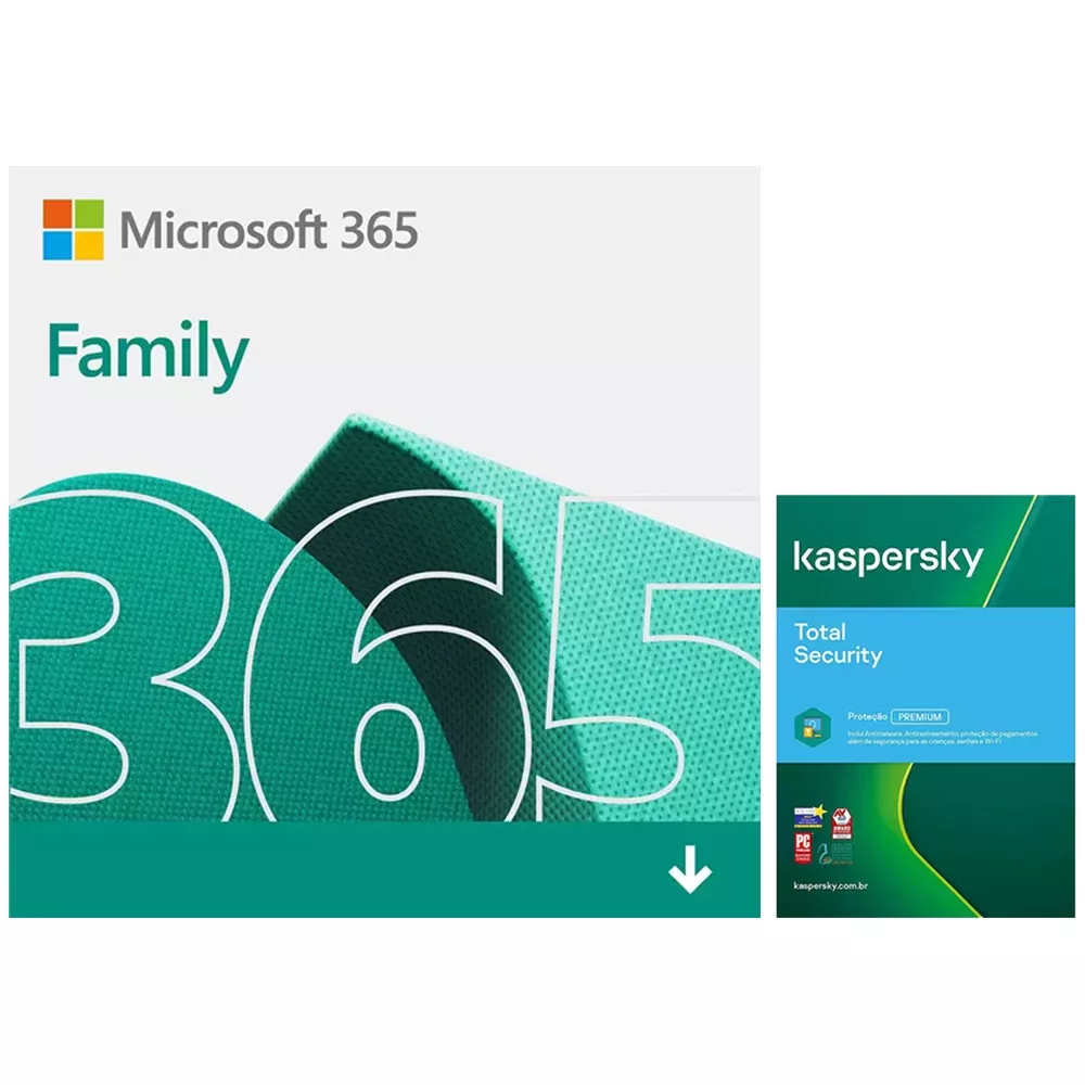 Microsoft 365 Family 1 Licena Para At 6 Usurios, Assinatura 15 Meses + Kaspersky Antivrus Total
