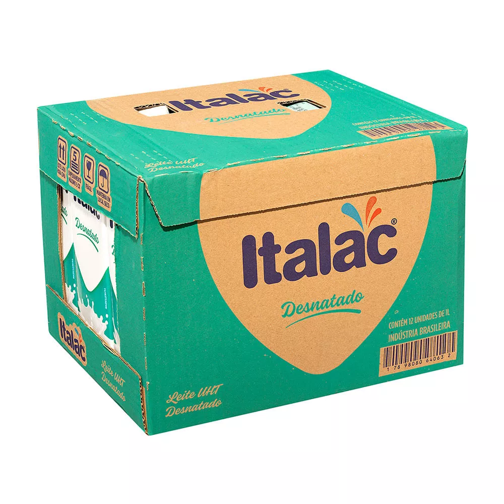 Leite Desnatado Italac Pack Com 12 Unidades 1lt Cada (r$ 3,99 A Unidade)