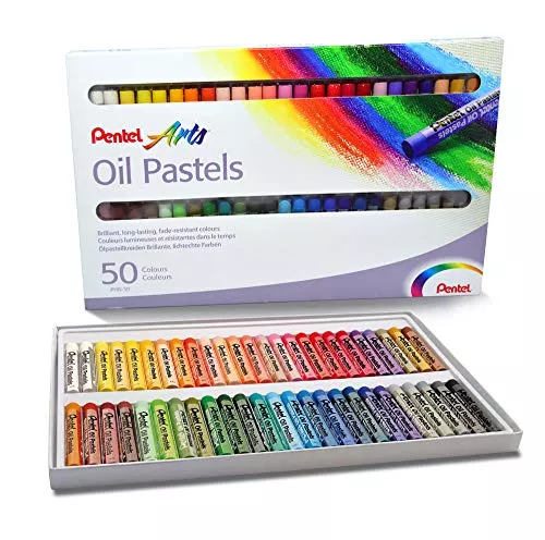 Giz Pastel Oleoso Pentel Para Desenhar Com 50 Cores, Pentel, 50 Cores