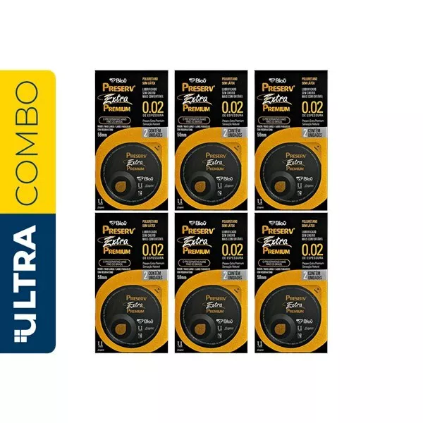 Preservativo Preserv Extra Premium Sem Latex Com 2 Unidades - 6 Caixas Validade 12/2022