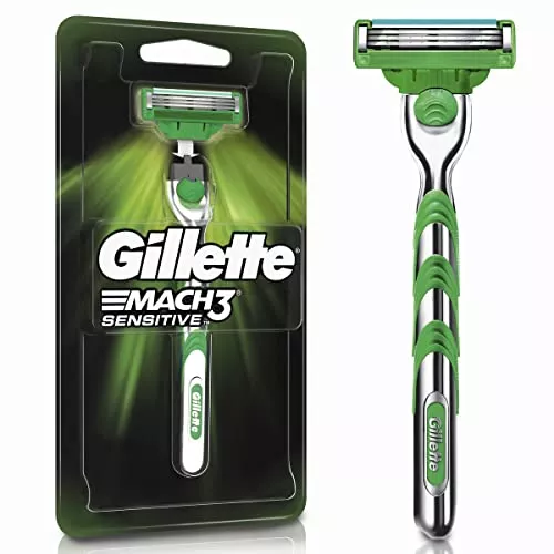 Aparelho De Barbear Gillette Mach3 Sensitive + 1 Carga + 90 Dias De Amazon Music Unlimited