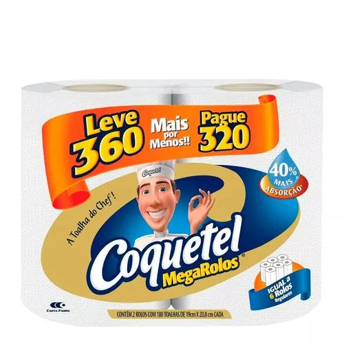 Papel Toalha Coquetel Megarolos 360 Papeis |