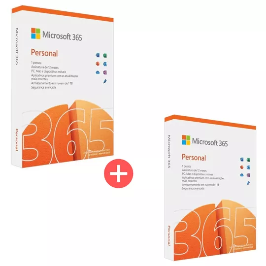 Kit Com 2 Microsoft 365 Personal, 1 Usurio Com 1tb Na Nuvem