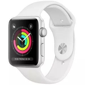 Apple Watch Series 3 Gps, 38 Mm - Caixa De Alumnio Prata - Pulseira Esportiva Branca E Fecho Clssico