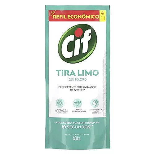 Desinfetante Para Uso Geral Tira-limo Com Cloro Cif Sach 450ml Refil Econmico, Cif
