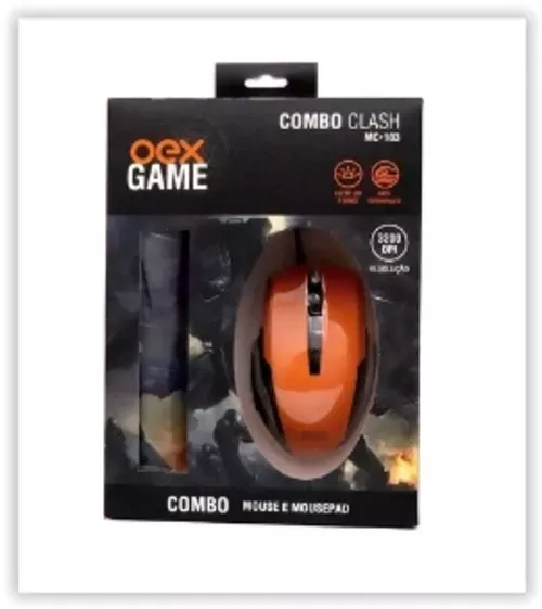Combo Gamer Clash: Mouse ptico + Mousepad Oex