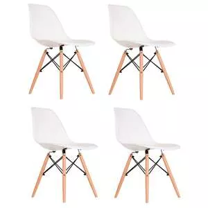 Conjunto Com 4 Cadeiras Charles Eames Branco