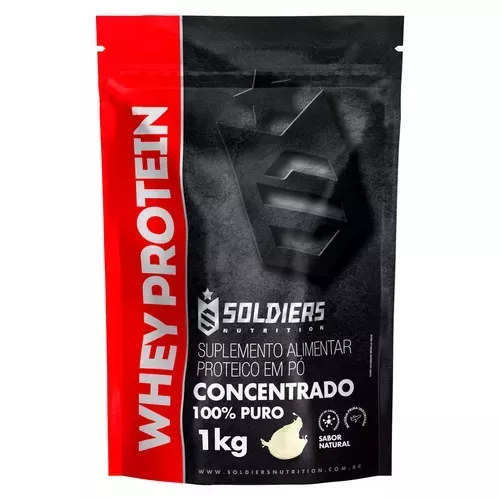 Whey Protein Concentrado 1kg - Sabor Natural - 100% Puro - Soldiers Nutrition