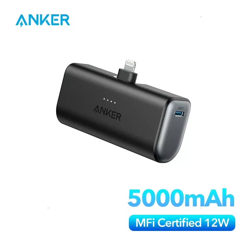 Carregador Porttil Anker Com Conectro Lightning Integrado E Certificado Apple Mfi