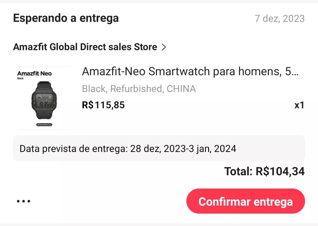 Amazfit-neo Smartwatch Para Homens, 5atm, Robusto Relgio Inteligente