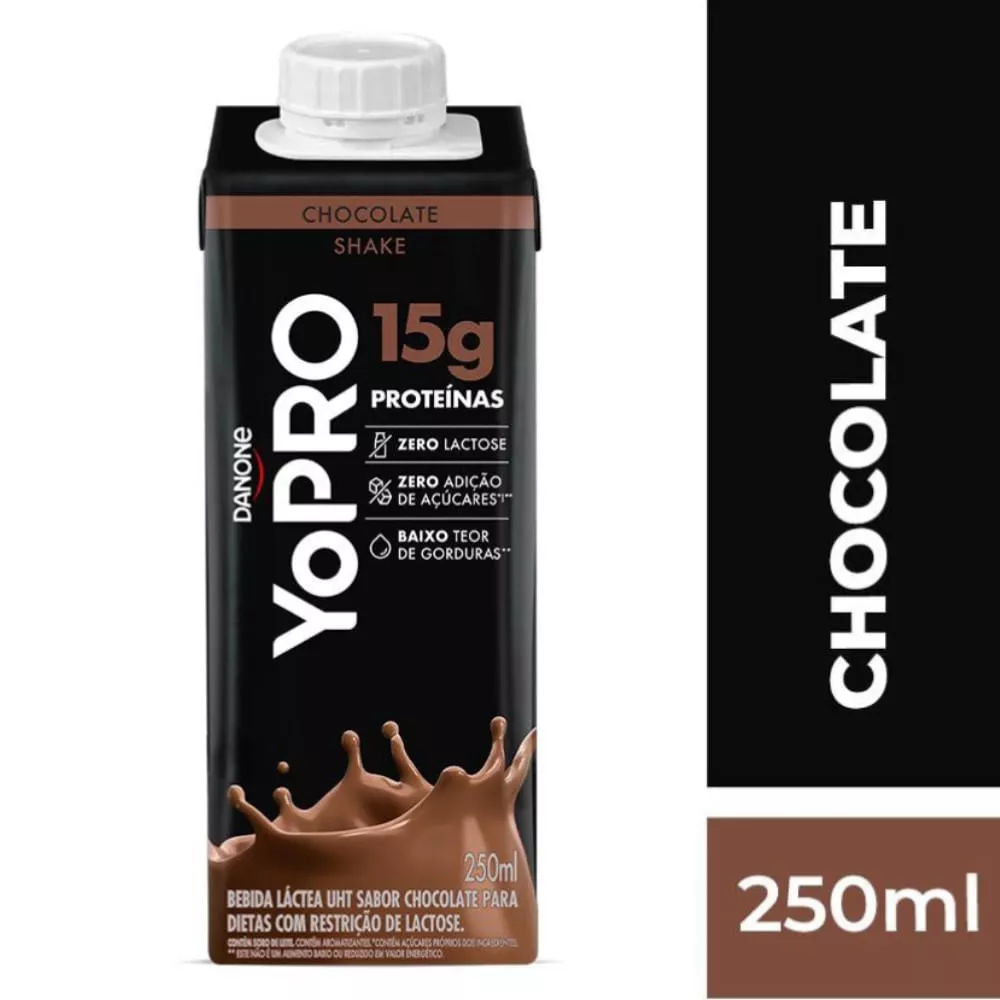 Bebida Lctea Danone Yopro 15g Protenas 250ml Chocolate, Morango, Banana Ou Coco Com Batata Doce