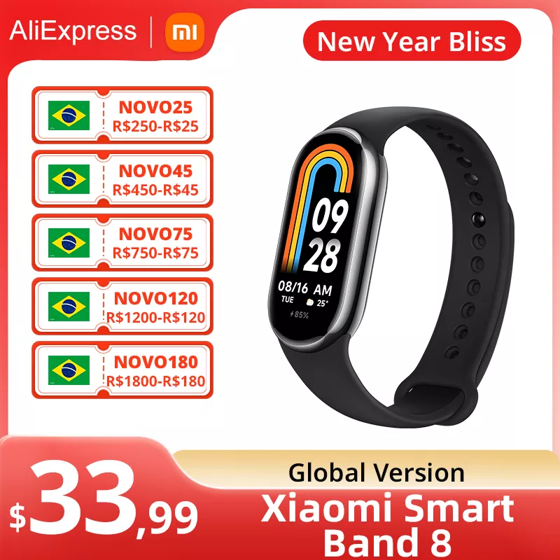 Xiaomi Verso Global Smart Band 8, Pulseiras Smartband, Display Amoled