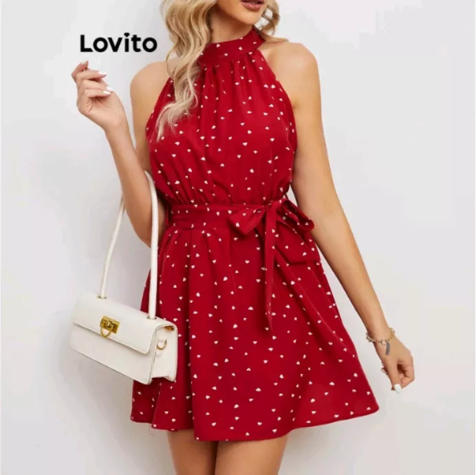 Vestido Lovito Casual Preto/vermelho