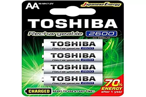 Pilha Recarregvel Aa 1,2v 2600mah Tnh6gae Toshiba (cartela Com 4 Unid.)
