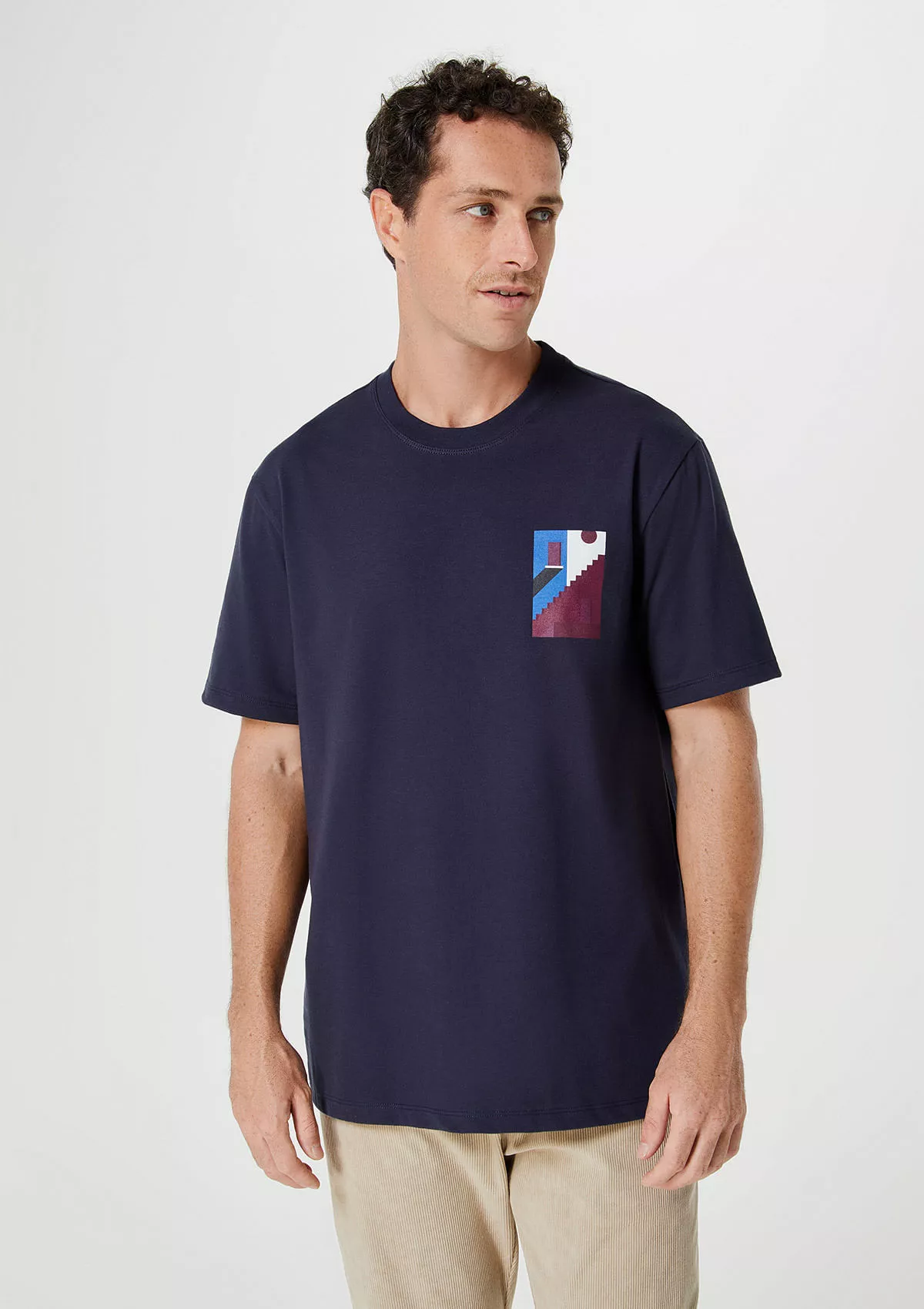 Camiseta Hering Super Cotton Com Estampa, Masculina, Azul 100% Algodo - Tamanho P Ao Xg