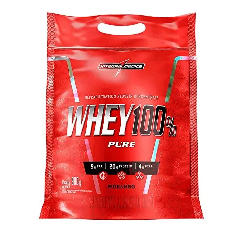 Whey 100% Pure 900g Pouch Integralmedica - Morango