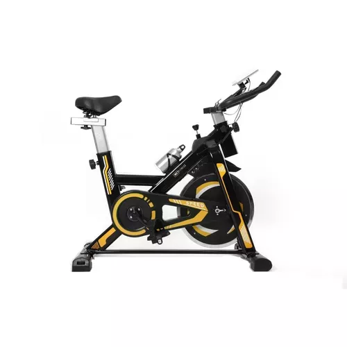 Bicicleta Spinning Com Roda De Inercia De 13kg - Preto E Amarelo