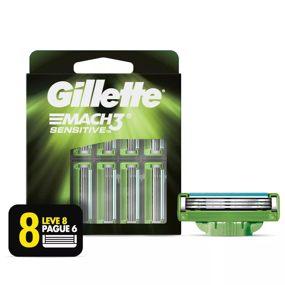 Carga Para Aparelho De Barbear Gillette Mach3 Sensitive 8 Uniades