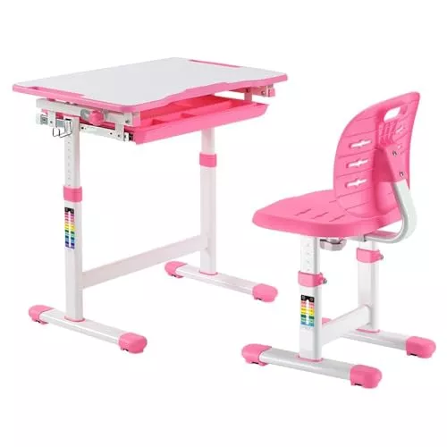 Mesa E Cadeira Infantil Didtica Regulvel Para Estudos Desenho B201s Rosa